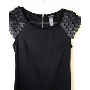 Bisou Bisou Sheath Dress Women 6 Faux Leather Shell Sleeves Black Night Out NEW